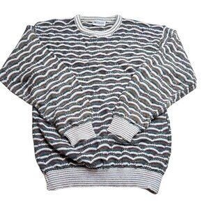 Vintage Megalos 3D Sweater Men LT Large Tall Multicolor Textured 80s Grandpa USA